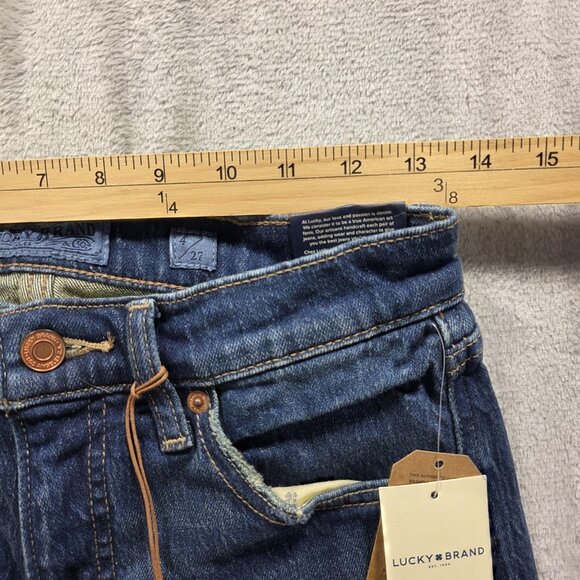 Lucky Brand Jeans Womens 4 27 Blue Authentic Straight Crop Mid Rise Distressed - Picture 12 of 15